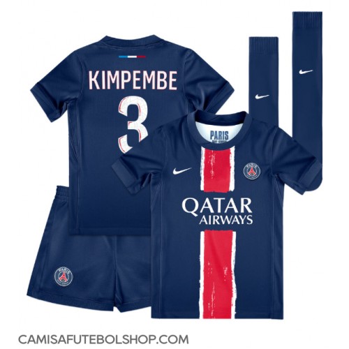 Camisa de time de futebol Paris Saint-Germain Presnel Kimpembe #3 Replicas 1º Equipamento Infantil 2024-25 Manga Curta (+ Calças curtas)